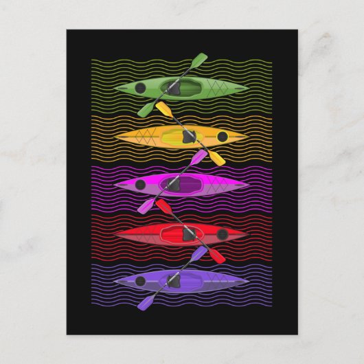 Colorful Kayak Paddling Adventures Kayaking Briefkaart (Voorkant)