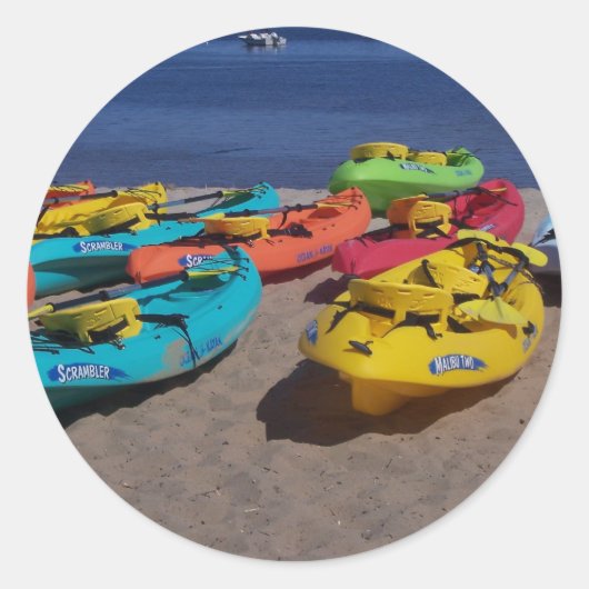Colorful Kayaks Ronde Sticker (Voorkant)