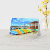 Colorful Kayaks Tropisch blank Wenskaart Kaart (Gele Bloem)