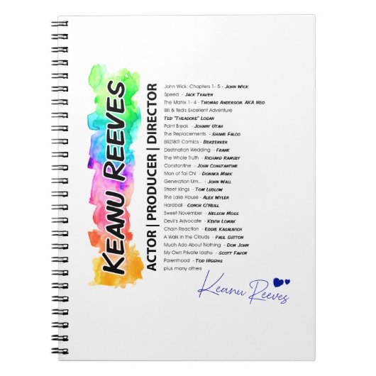 Colorful Keanu met Titel & Filmtekens Notitieboek (Voorkant)