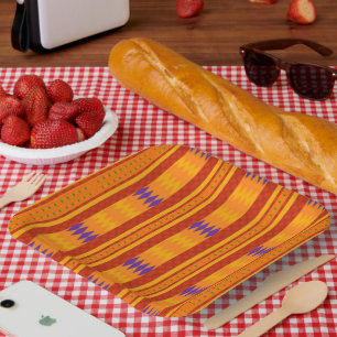 Colorful Kente Afrocentric Pattern-Borden Papieren Bordje