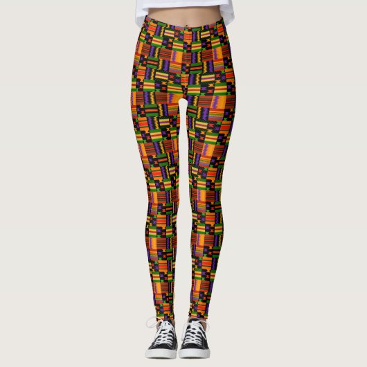 Colorful Kente Mode Leggings (Voorkant)