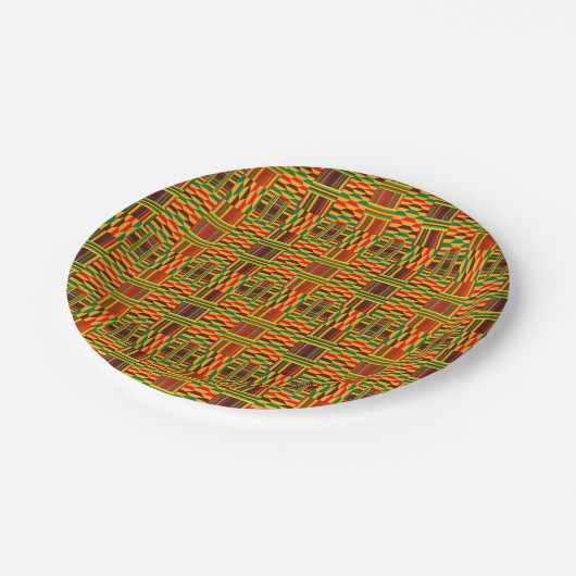 Colorful Kente Paper-Borden Papieren Bordje (Gekanteld)