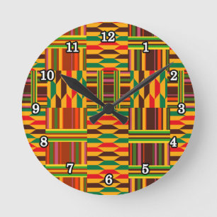 Colorful Kente Ronde Klok