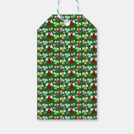 Colorful KerstAngels Pattern Cadeaulabel (Voorkant)