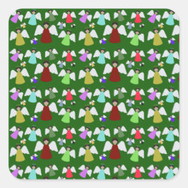 Colorful KerstAngels Pattern Vierkante Sticker