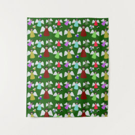 Colorful KerstAngels Pattern Wandkleed