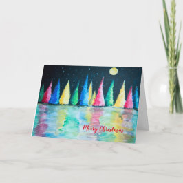Colorful Kerstbomen Holiday Kaart