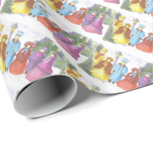 Colorful KerstCarolers Cadeaupapier