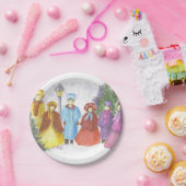 Colorful KerstCarolers Papieren Bordje (Feest)