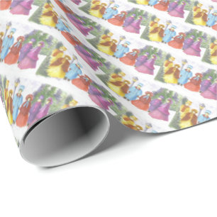 Colorful KerstCaroling Cadeaupapier