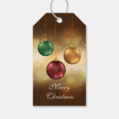 Colorful kerstkroezen op gele Bokeh Cadeaulabel (Voorkant)