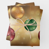 Colorful kerstkroezen op gele Bokeh Inpakpapier Vel (In situ)