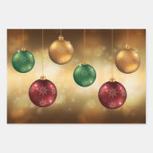 Colorful kerstkroezen op gele Bokeh Inpakpapier Vel (Voorkant)