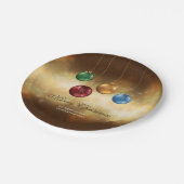 Colorful kerstkroezen op gele Bokeh Papieren Bordje (Gekanteld)