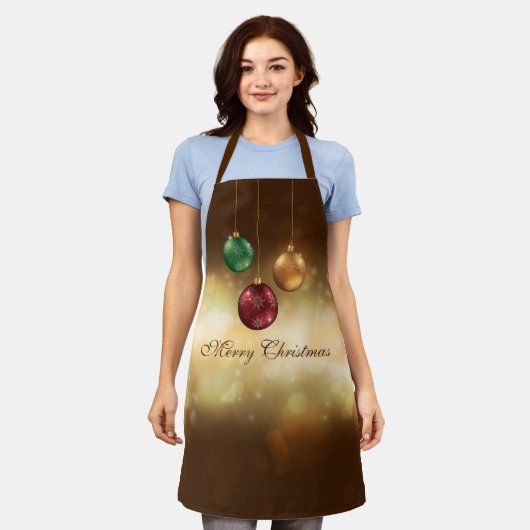Colorful kerstkroezen op gele Bokeh Schort (Gedragen)