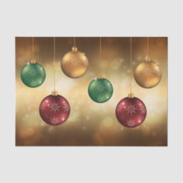 Colorful kerstkroezen op gele Bokeh Tissuepapier