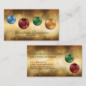 Colorful kerstkroezen op gele Bokeh Visitekaartje (Voorkant / Achterkant)