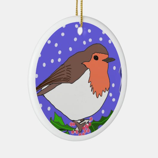 Colorful KerstRobin Traditional Keramisch Ornament (Rechts)