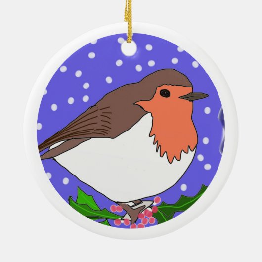 Colorful KerstRobin Traditional Keramisch Ornament (Achterkant)