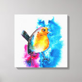 Colorful KerstRobin Waterverf Canvas (Voorkant)