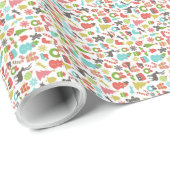 Colorful KerstSymbols Patroon Cadeaupapier (Rol Hoek)