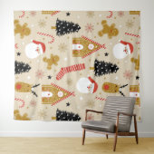 Colorful KerstSymbols Patroon Wandkleed (In Situ (horizontaal))