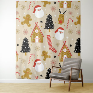 Colorful KerstSymbols Patroon Wandkleed