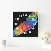 Colorful Keyboard Cool Music Vierkante Klok (Huis)