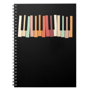 Colorful Keyboard Piano Keys Retro Pianist Notitieboek