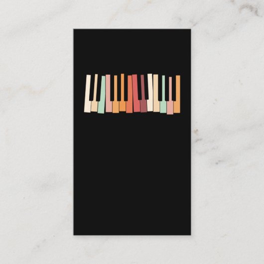 Colorful Keyboard Piano Keys Retro Pianist Visitekaartje (Voorkant)
