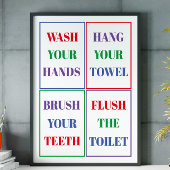 Colorful Kid's Bathroom Wall Poster