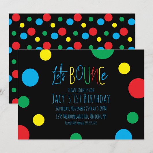 Colorful Kids Birthday Jump Balls Black (Voorkant / Achterkant)