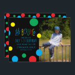 Colorful Kids Birthday Jump Bounce Foto<br><div class="desc">Bounce Jump Birthday Party-uitnodigingen met kleurrijke stippen</div>