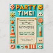 Colorful Kids Birthday Party Invitation Briefkaart (Voorkant)
