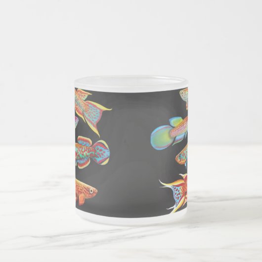 Colorful Killifish Frosted Glass Mok (Center)