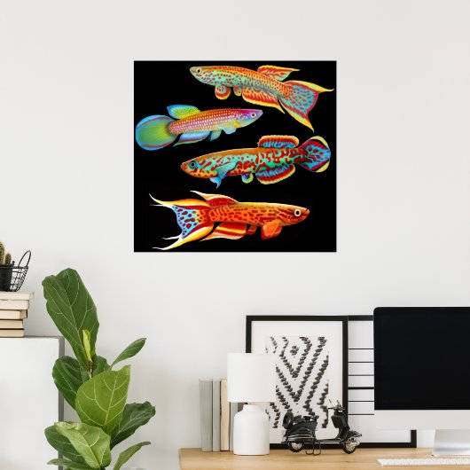 Colorful Killifish Poster (Thuiskantoor)