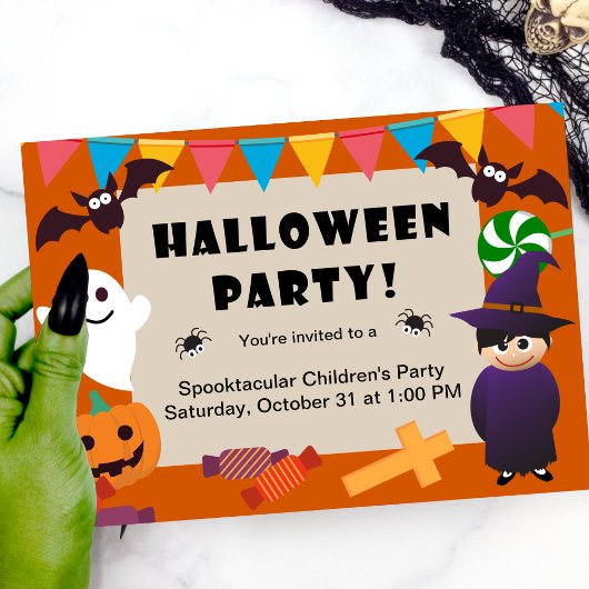 Colorful Kind Costume Halloween Party Save The Date