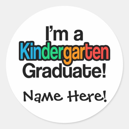 Colorful Kinder Afstuderen Kindergarten Afstuderen Ronde Sticker (Voorkant)