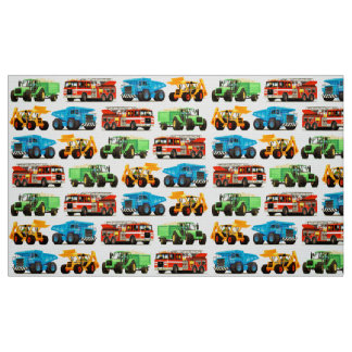 Colorful Kinder Construction Truck Pattern Stof