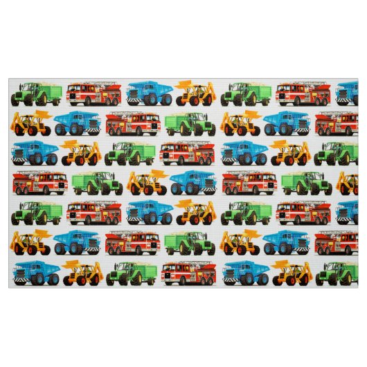 Colorful Kinder Construction Truck Pattern Stof (Fat Quarter)