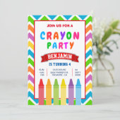 Colorful Kinder Crayons Birthday Party Kaart (Staand voorkant)
