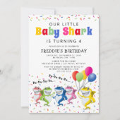 Colorful Kinder Shark Birthday Party Kaart (Voorkant)