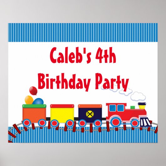 Colorful Kinder Train Birthday Party Banner Poster (Voorkant)