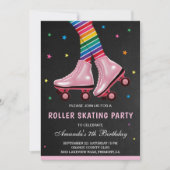 Colorful Kinderen Roller Skating Birthday Party Kaart (Voorkant)