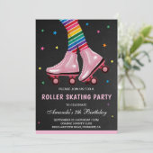 Colorful Kinderen Roller Skating Birthday Party Kaart (Staand voorkant)
