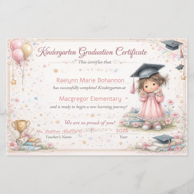 Colorful Kindergarten Graduation Certificate  (Voorkant)