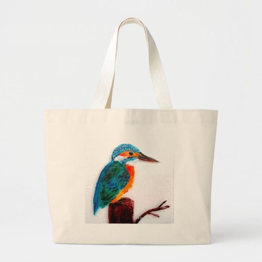 Colorful Kingfisher Art Grote Tote Bag (Voorkant)