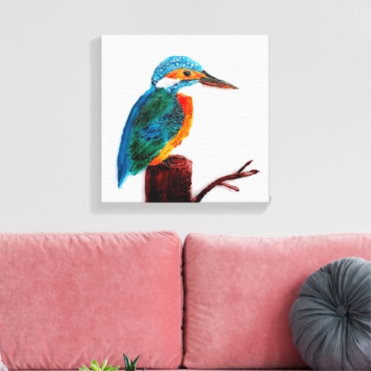 Colorful Kingfisher Bird Art Canvas Afdruk (Insitu (Woonkamer))