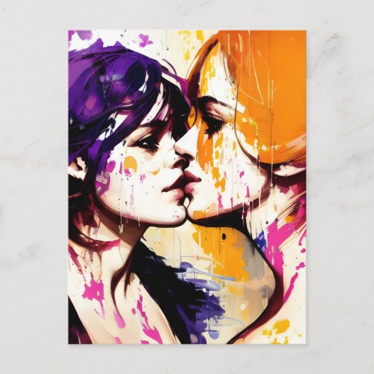 Colorful Kiss Briefkaart (Voorkant)